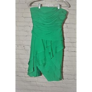 Green Strapless Tiered Dress